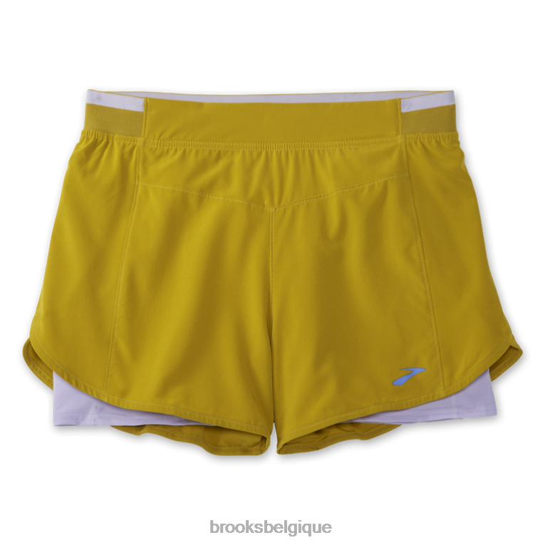 86H241083 courir dans les 4'' 2-en-1 court Brooks doré