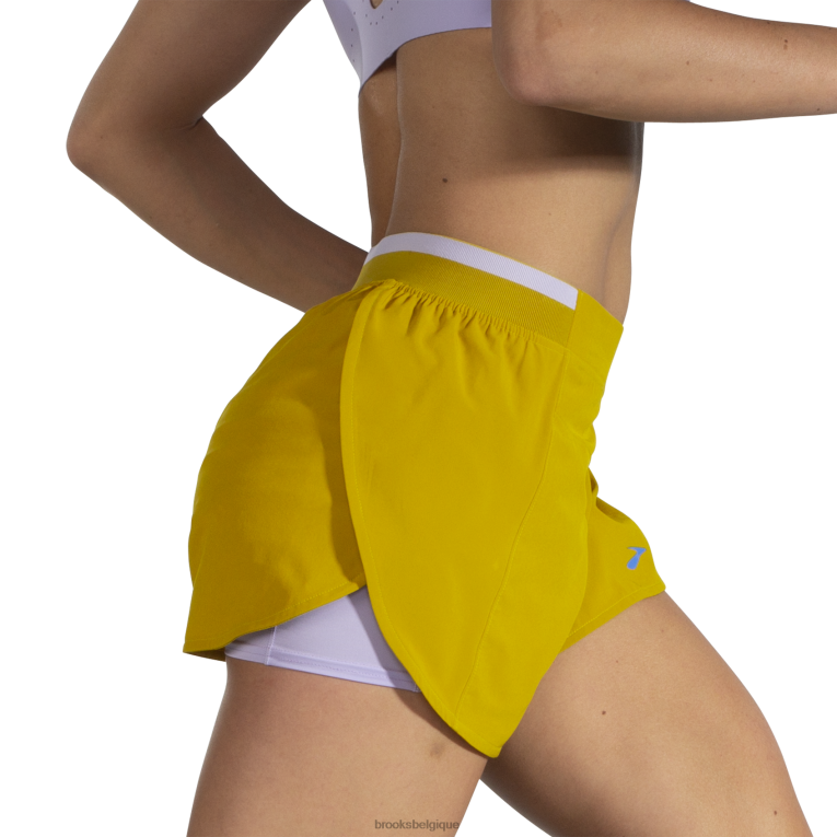 86H241083 courir dans les 4'' 2-en-1 court Brooks doré