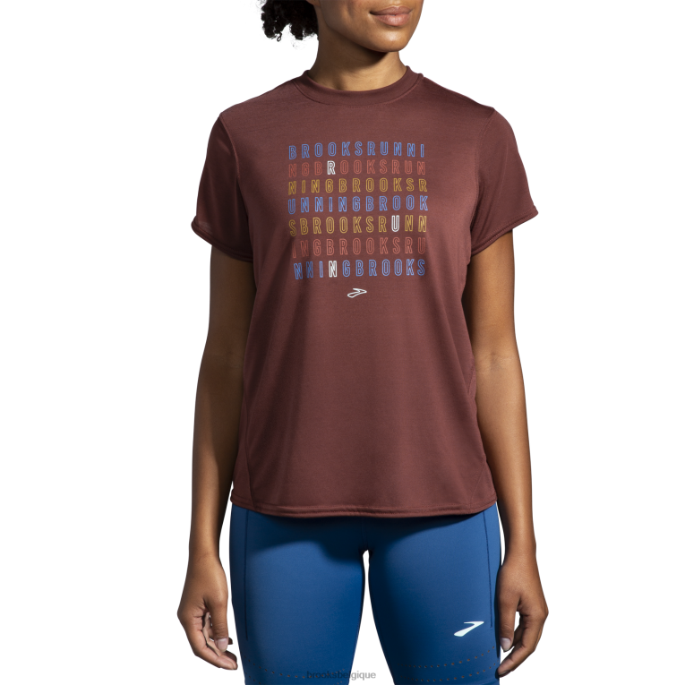 86H24515 manches courtes graphique distance Brooks raisin