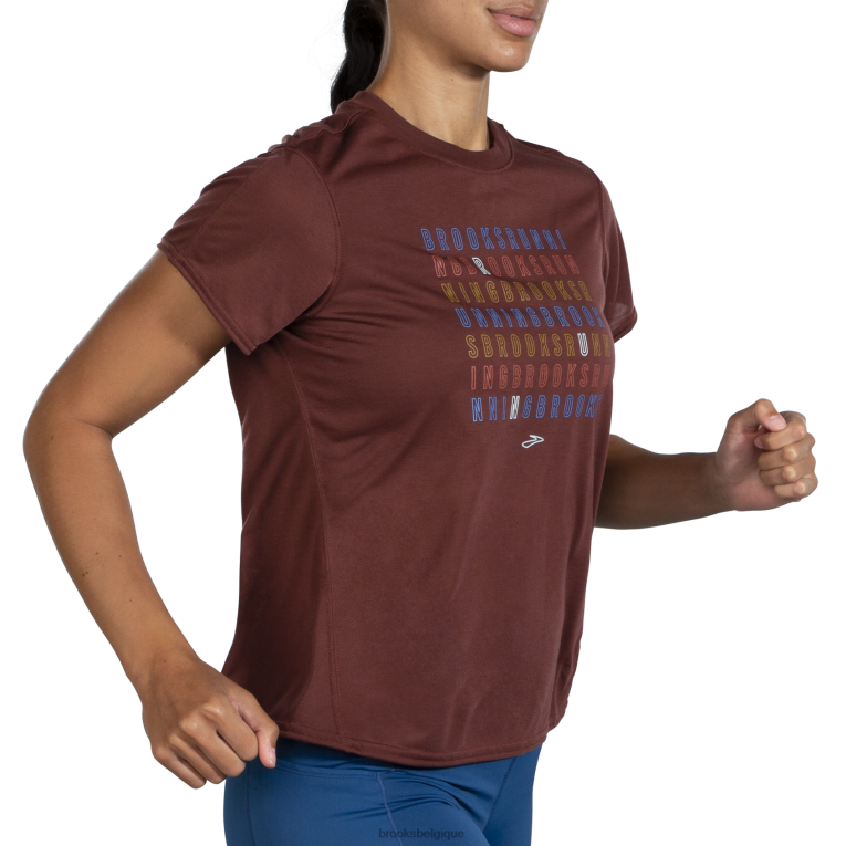 86H24515 manches courtes graphique distance Brooks raisin