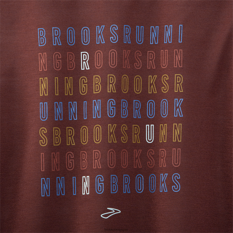 86H24515 manches courtes graphique distance Brooks raisin