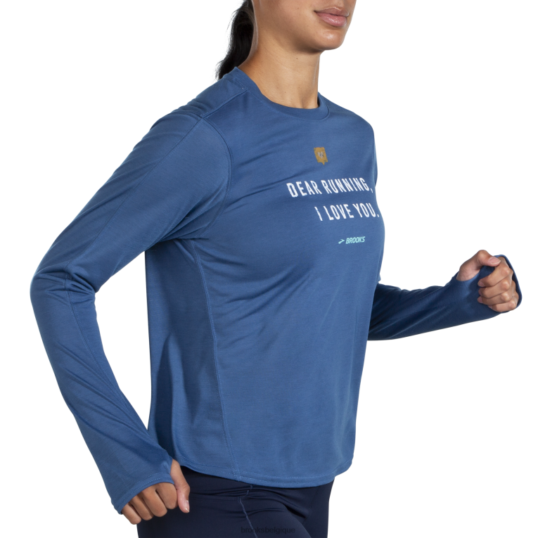 86H24578 manches longues graphique distance Brooks bleu