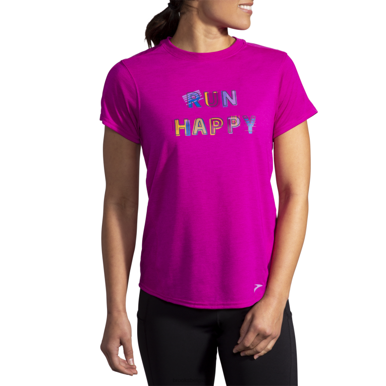 86H24585 manches courtes graphique distance Brooks magenta