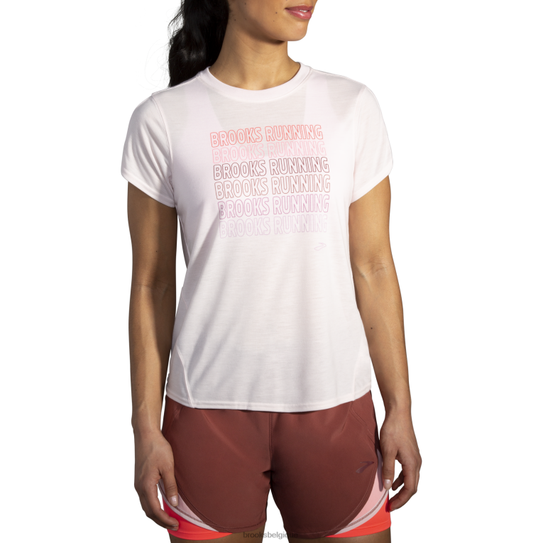 86H24587 manches courtes graphique distance Brooks eau de rose