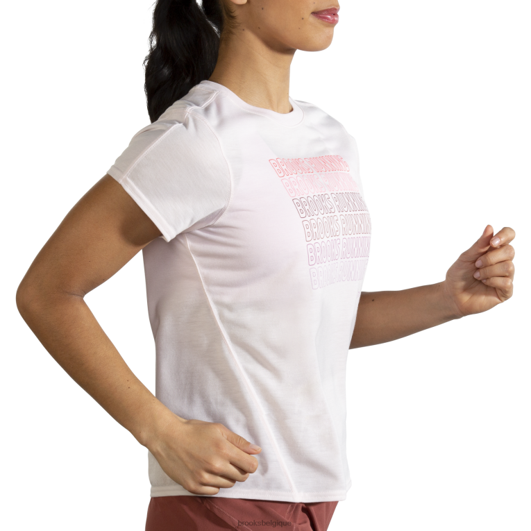 86H24587 manches courtes graphique distance Brooks eau de rose