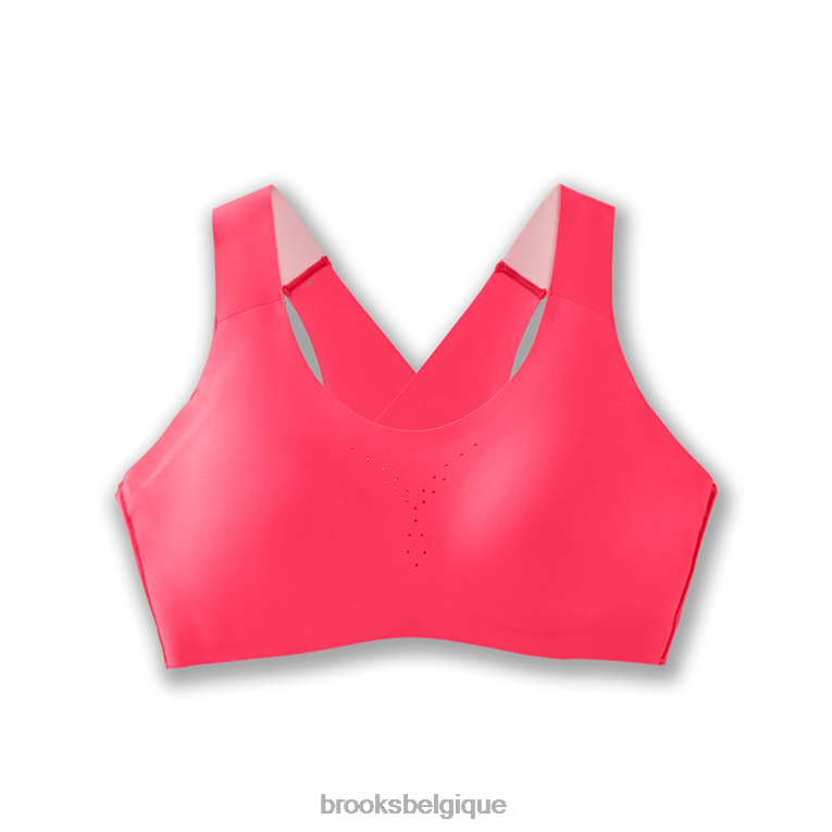 86H241306 soutien-gorge de course à dos croisé dare Brooks rose fluo