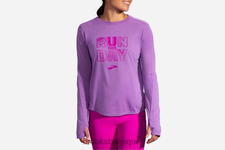 86H241680 manches longues graphique distance Brooks héliotrope