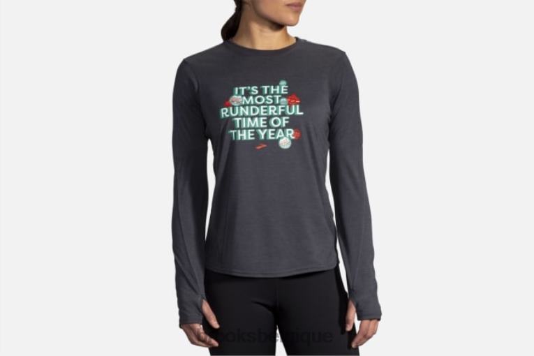 86H241706 manches longues graphique distance Brooks cours, joyeux cours