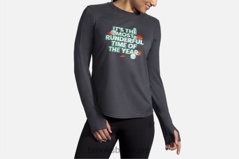 86H241706 manches longues graphique distance Brooks cours, joyeux cours