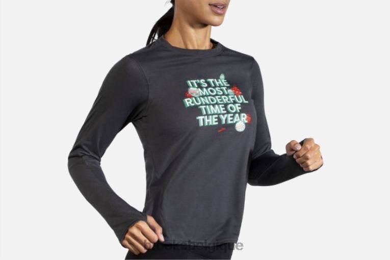 86H241706 manches longues graphique distance Brooks cours, joyeux cours