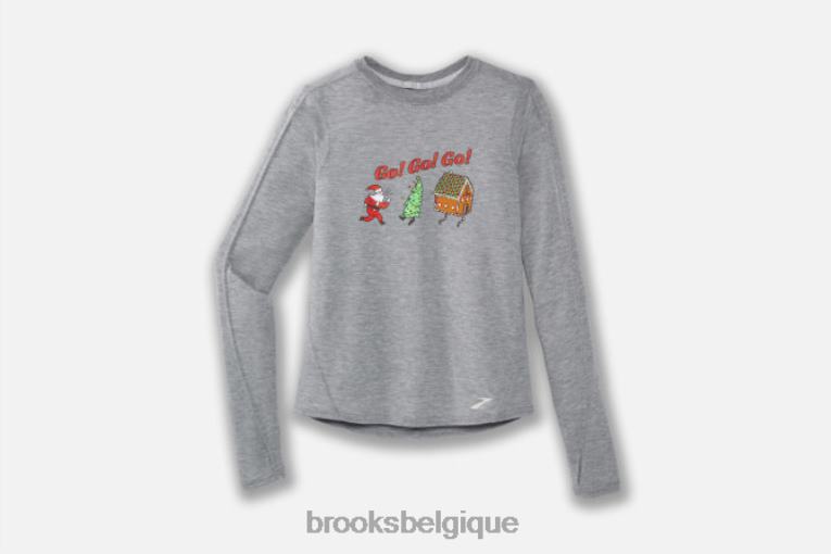 86H241707 manches longues graphique distance Brooks cours, joyeux vas-y