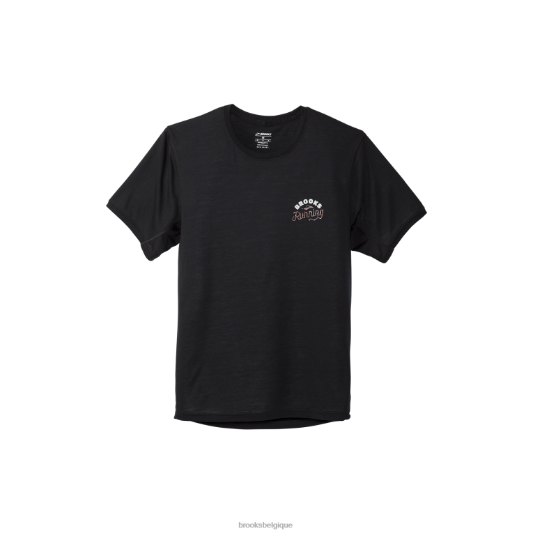 86H24300 manches courtes graphique distance Brooks noir