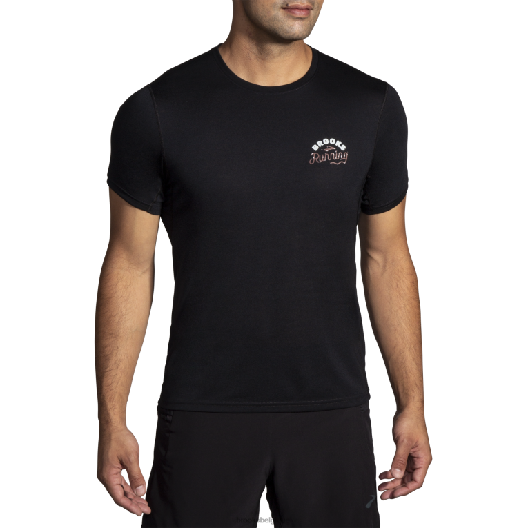 86H24300 manches courtes graphique distance Brooks noir