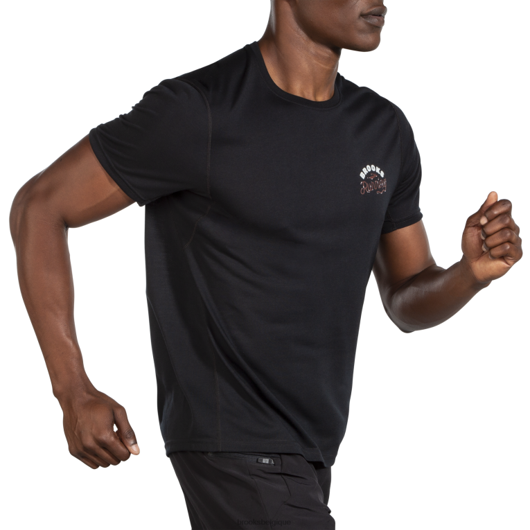 86H24300 manches courtes graphique distance Brooks noir