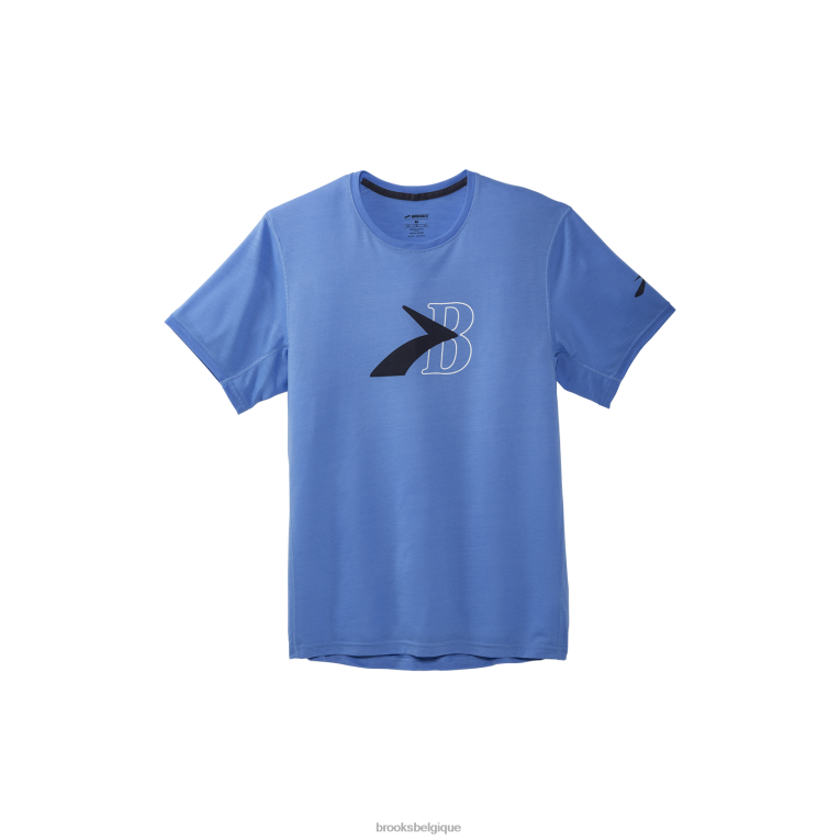 86H24301 manches courtes graphique distance Brooks bleu
