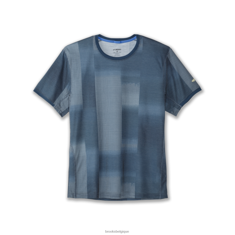 86H24504 manches courtes graphique distance Brooks indigo