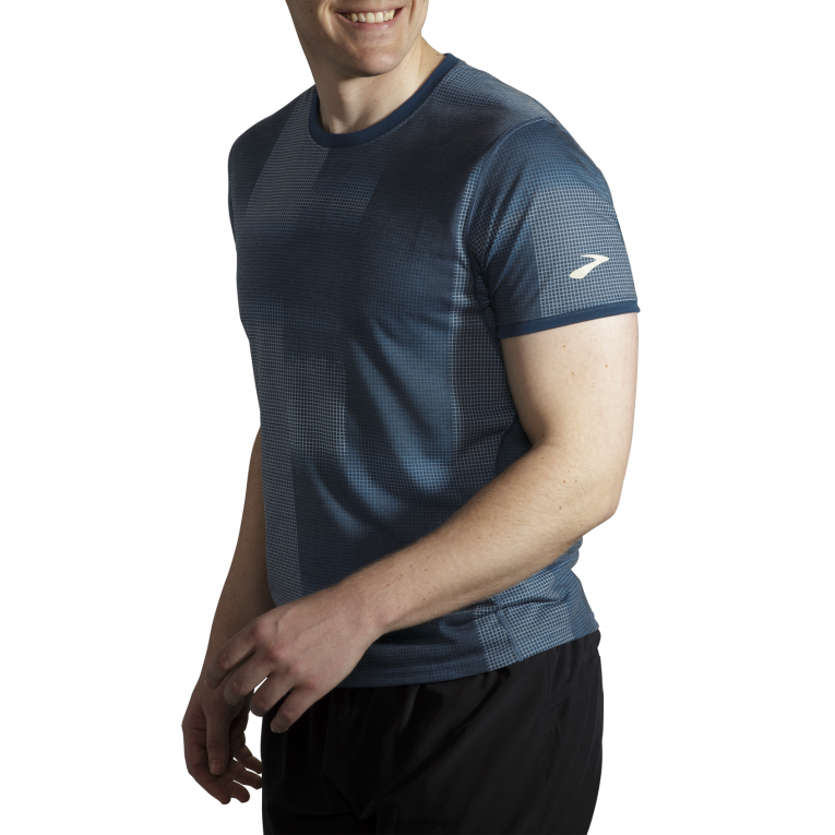 86H24504 manches courtes graphique distance Brooks indigo