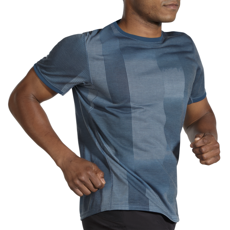 86H24504 manches courtes graphique distance Brooks indigo