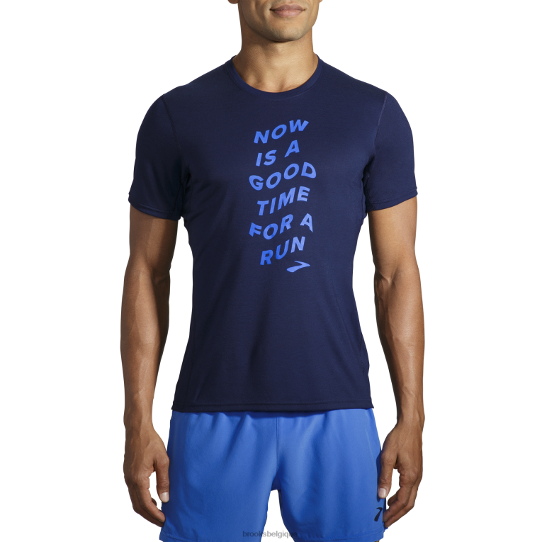 86H24505 manches courtes graphique distance Brooks marine