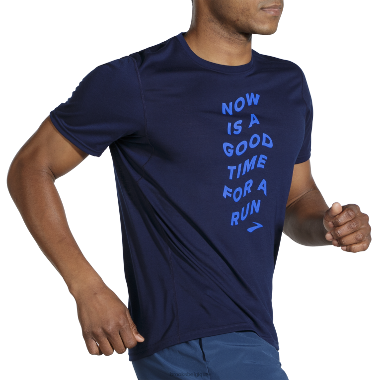 86H24505 manches courtes graphique distance Brooks marine