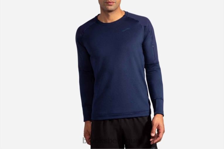 86H242001 manches longues thermiques à encoche Brooks marine