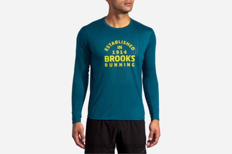 86H242014 manches longues graphique distance Brooks blanc