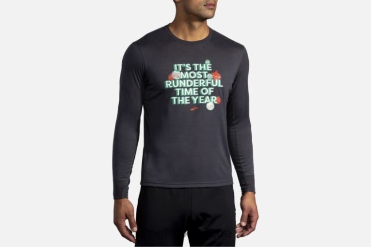 86H242031 manches longues graphique distance Brooks cours, joyeux cours