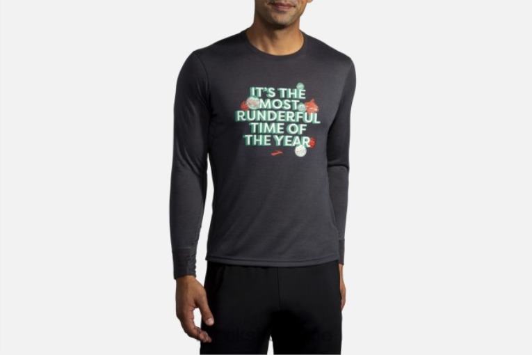 86H242031 manches longues graphique distance Brooks cours, joyeux cours