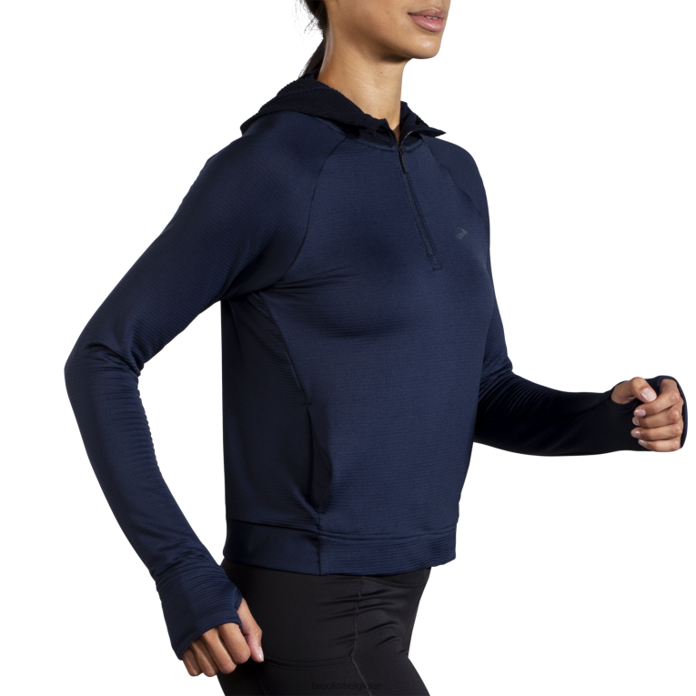 86H241278 sweat à capuche thermique à encoche Brooks marine