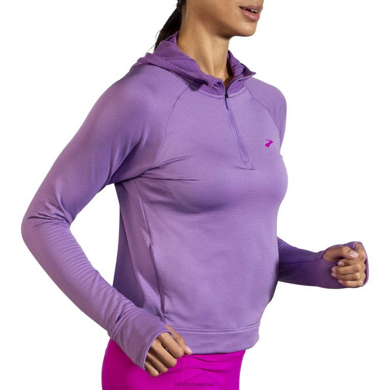 86H241279 sweat à capuche thermique à encoche Brooks héliotrope