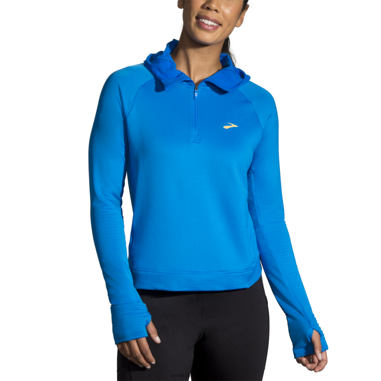 86H241280 sweat à capuche thermique à encoche Brooks bleu