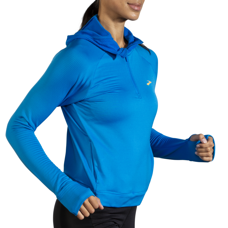 86H241280 sweat à capuche thermique à encoche Brooks bleu