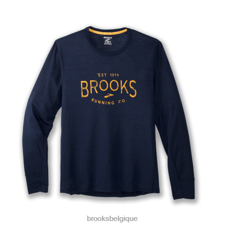 86H241327 manches longues graphique distance Brooks marine