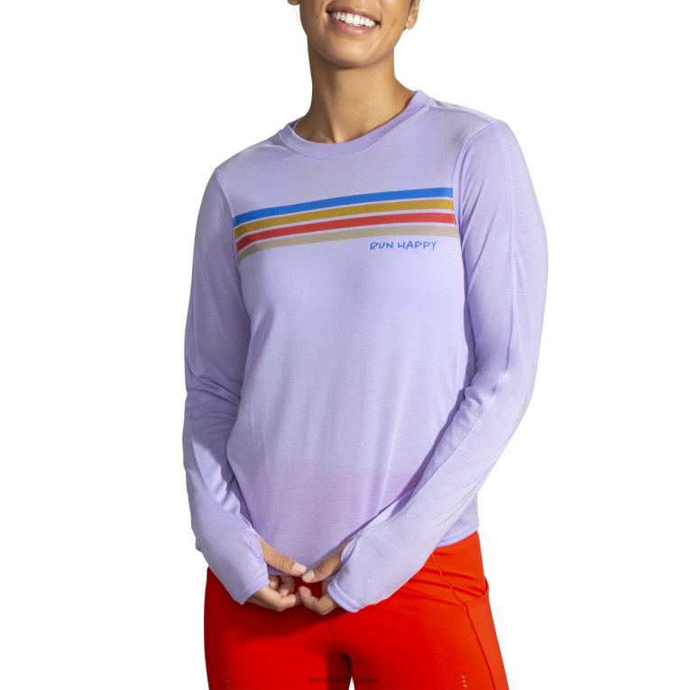 86H241341 manches longues graphique distance Brooks violet