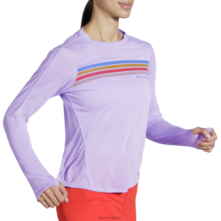 86H241341 manches longues graphique distance Brooks violet