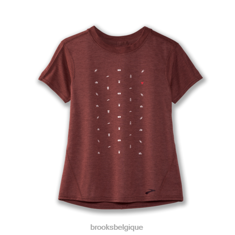 86H241370 manches courtes graphique distance Brooks terre cuite