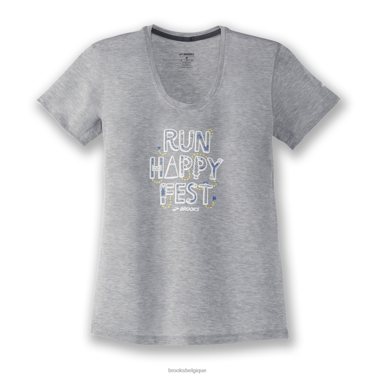 86H24641 t-shirt graphique distance rhf Brooks cendre